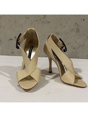 Claudia Ciuti Speckled Gold Dressy Stiletto Heel Sandal - Size 5